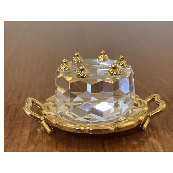 Swarovski Other - SWAROVSKI Crystal Memories Birthday Cake 191602 Retired With Mirror Gold Tone